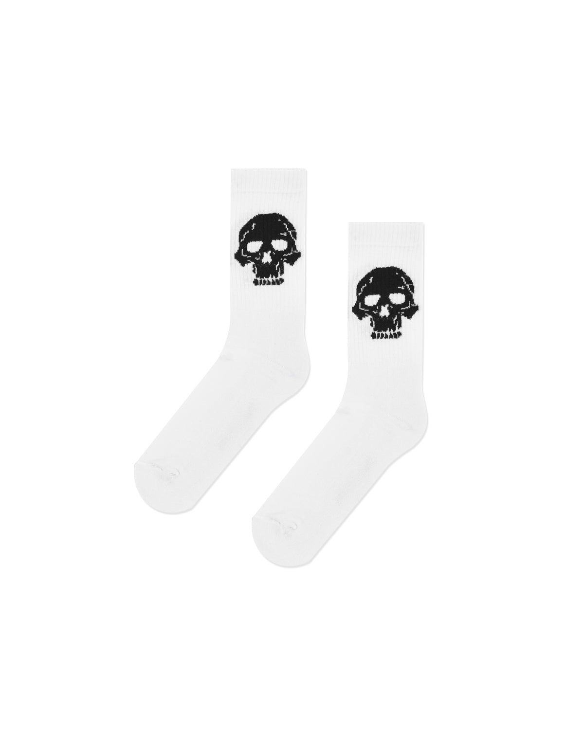 White Scorpion Bay Socks With Black Skull Embroidery