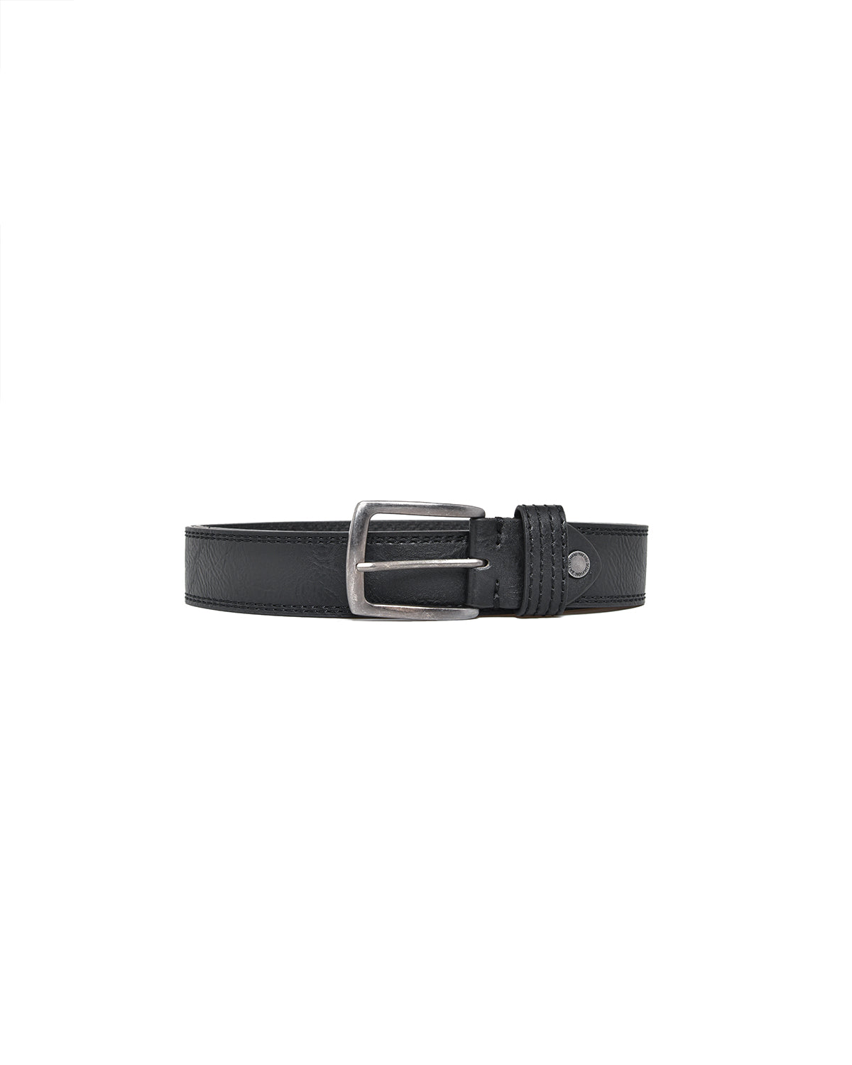 Black Belt With Metallic Lettering Logo In Regenerated Leather
