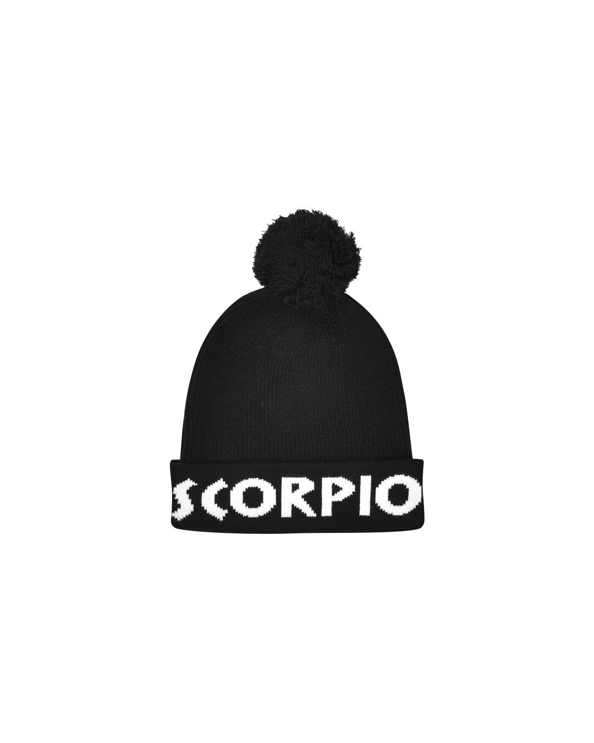 Berretto in maglia colore nero con pompom e lettering jacquard - Scorpion Bay