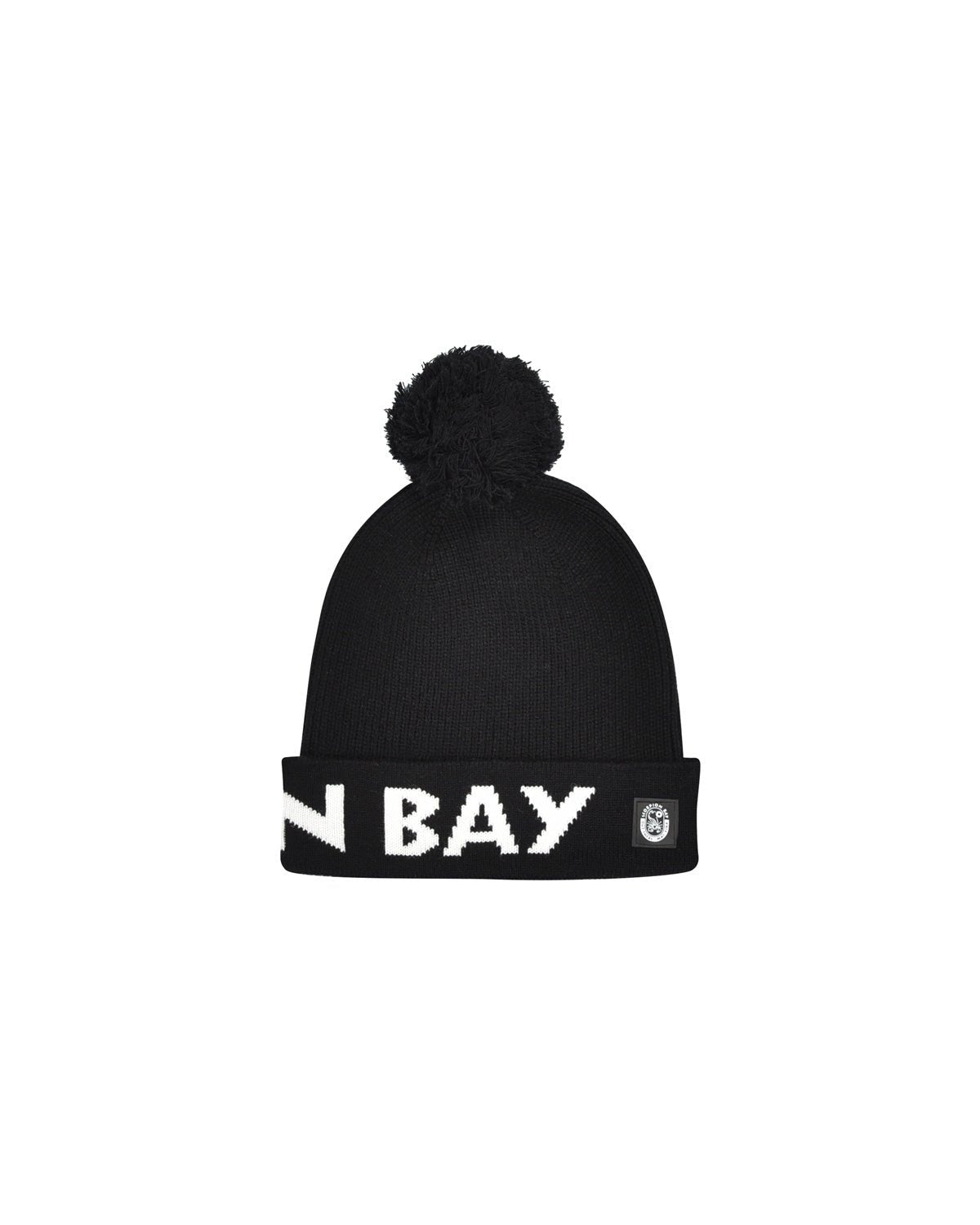 Berretto in maglia colore nero con pompom e lettering jacquard - Scorpion Bay
