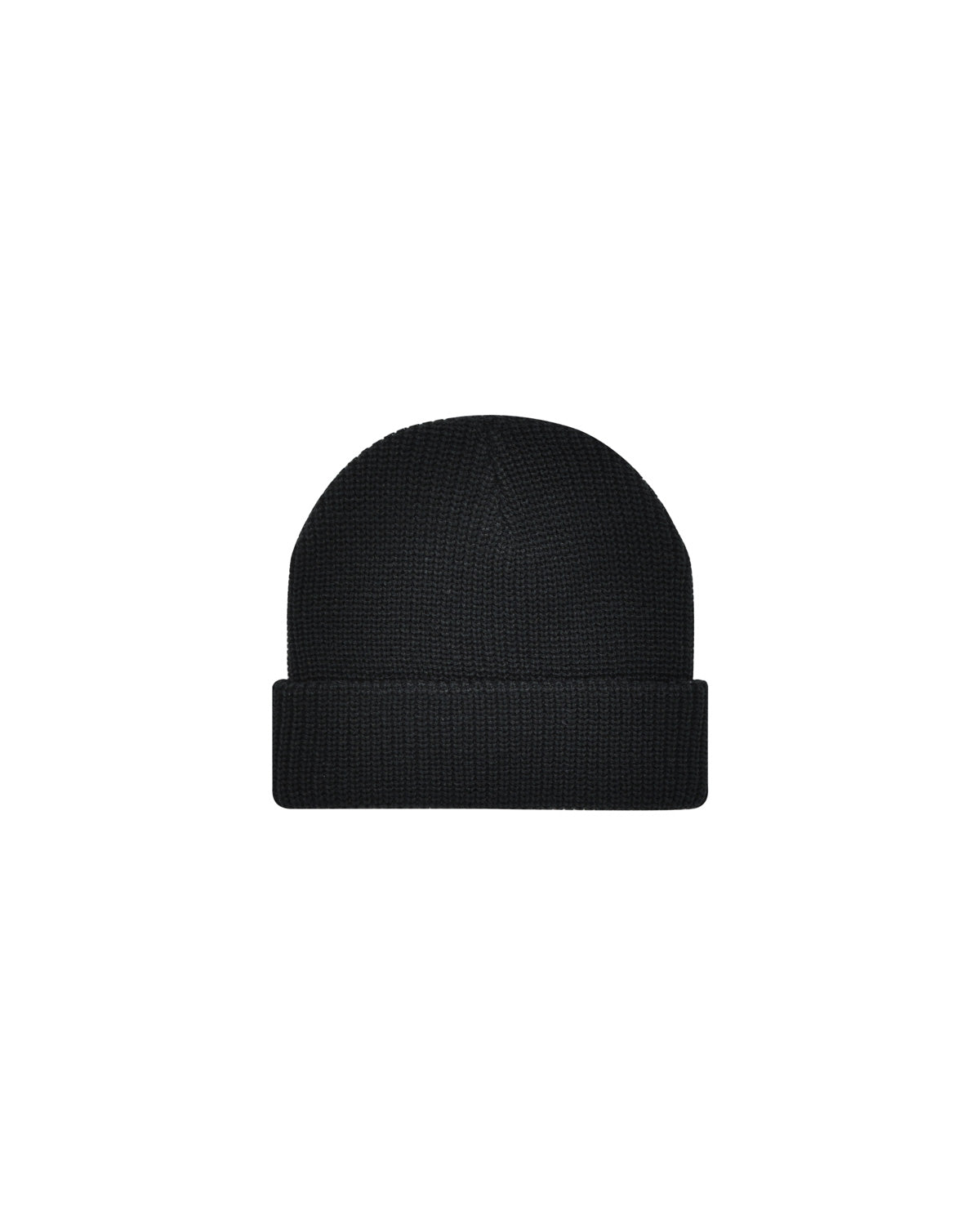 Short black cap with logo patch