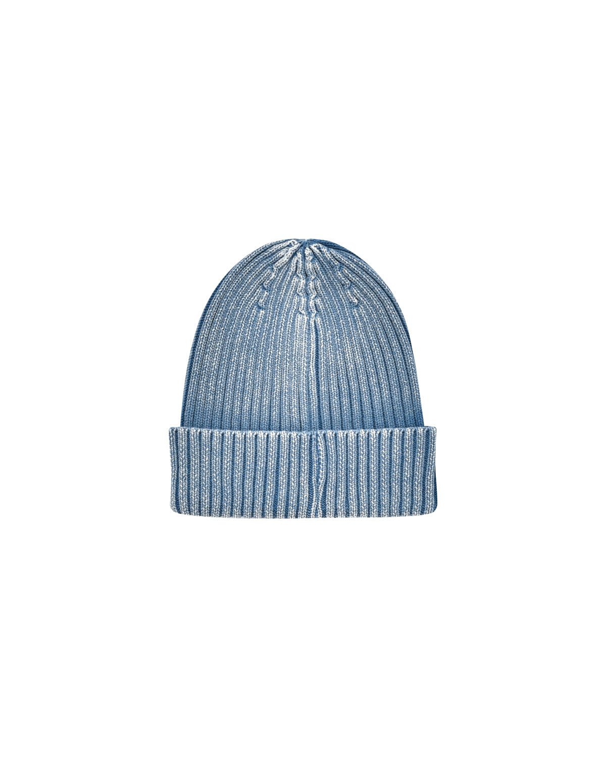 Blue Washed Effect Ribbed Beanie