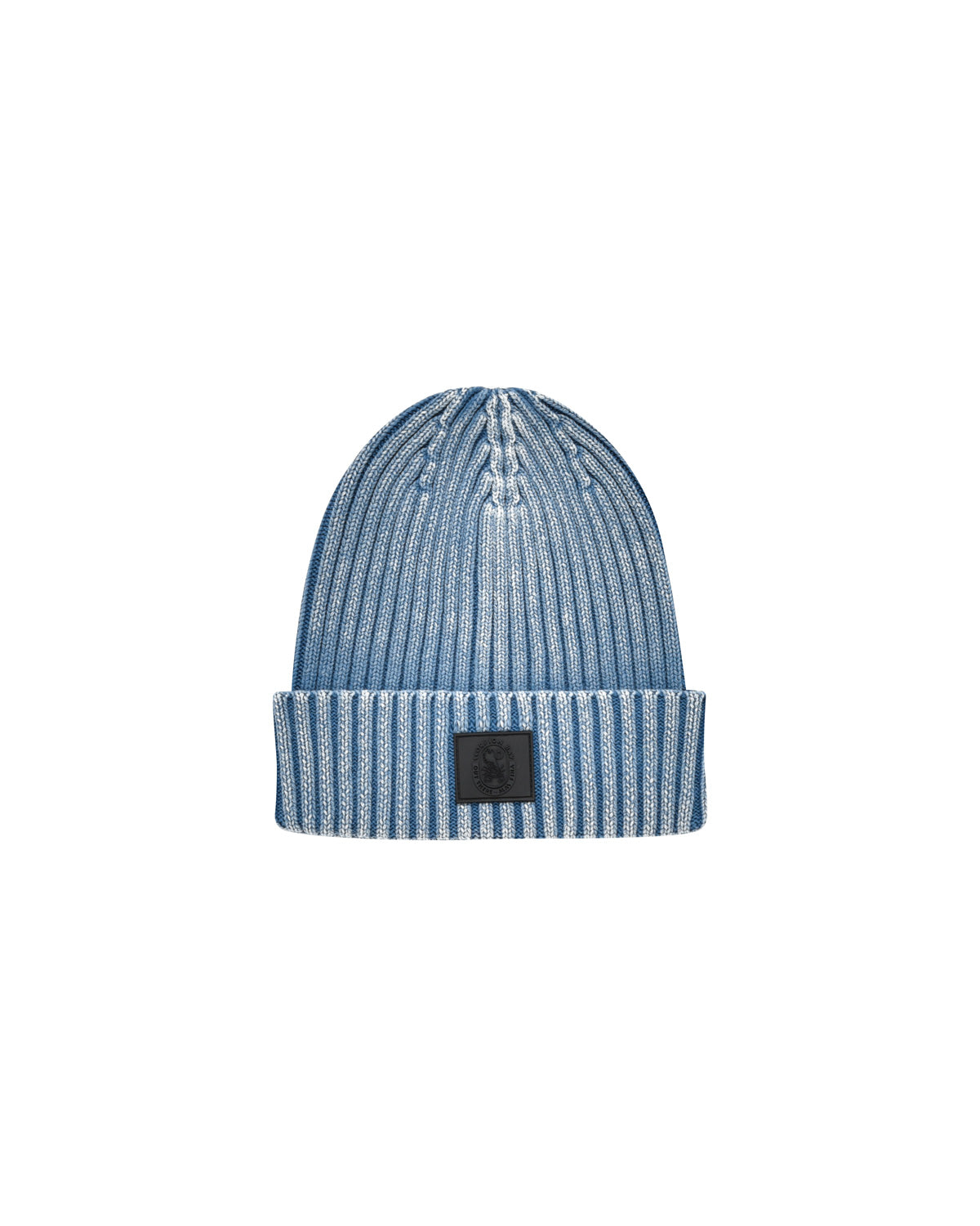 Blue Washed Effect Ribbed Beanie