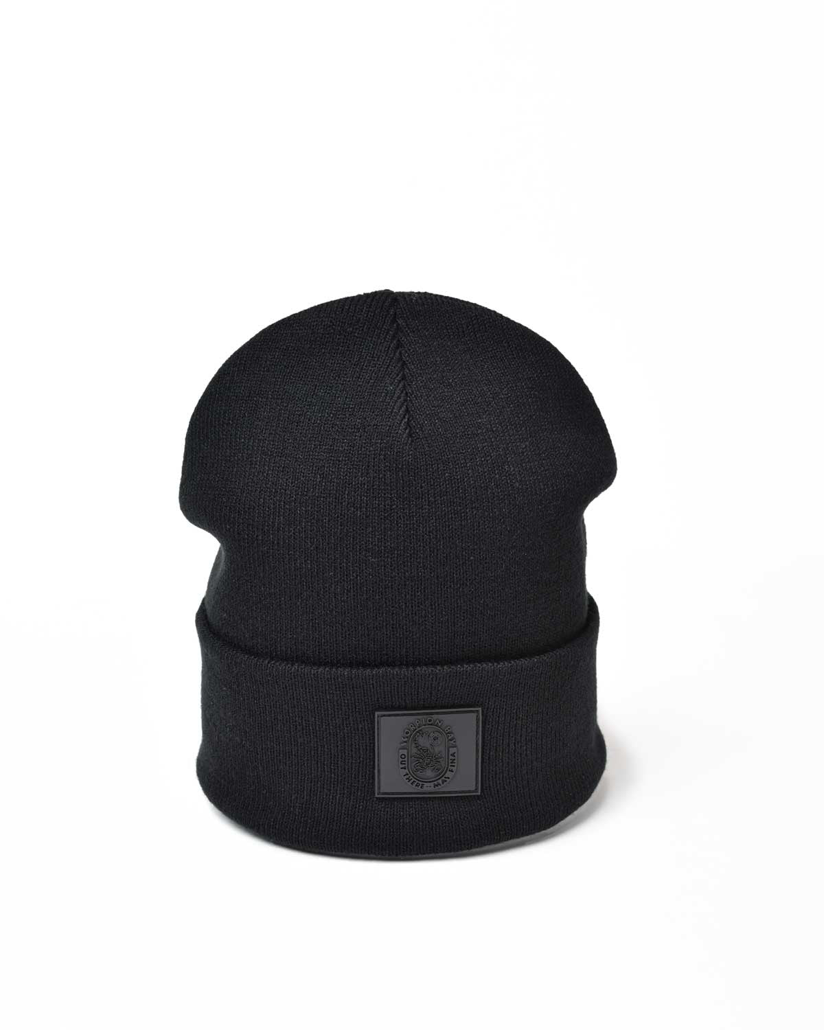 Essential Black Beanie With Logo Patch