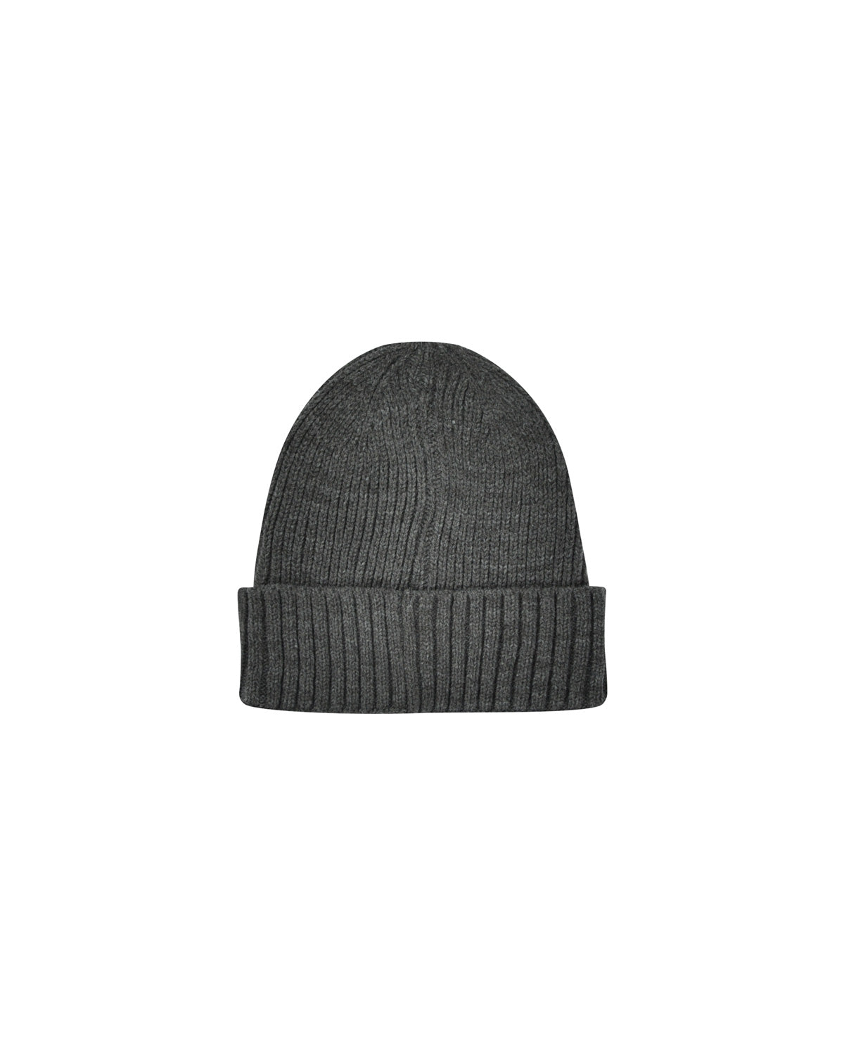Essential Gray Ribbed Beanie With Logo Patch