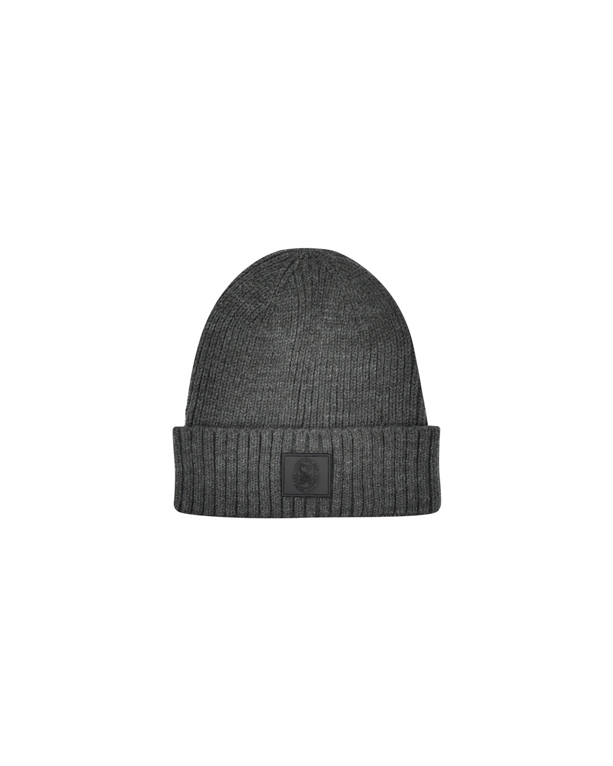 Essential Gray Ribbed Beanie With Logo Patch