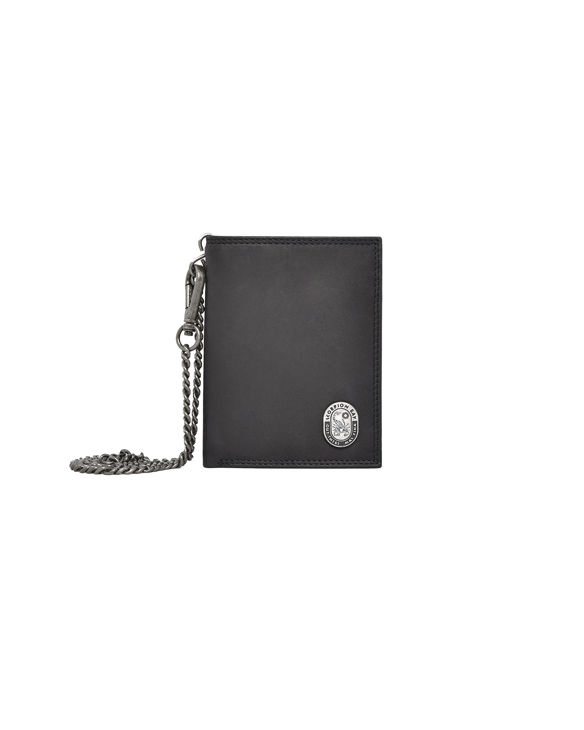 Vertical Leather Wallet With Chain