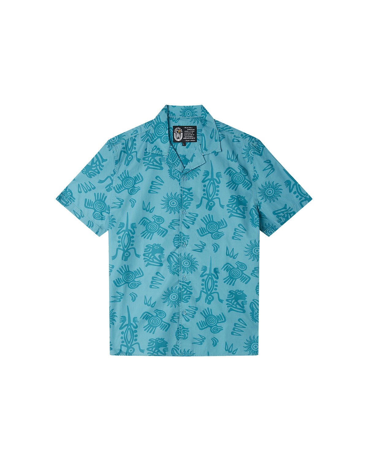 Camicia hawaiiana a maniche corte stampata all over "Aztec Symbols" uomo - Scorpion Bay