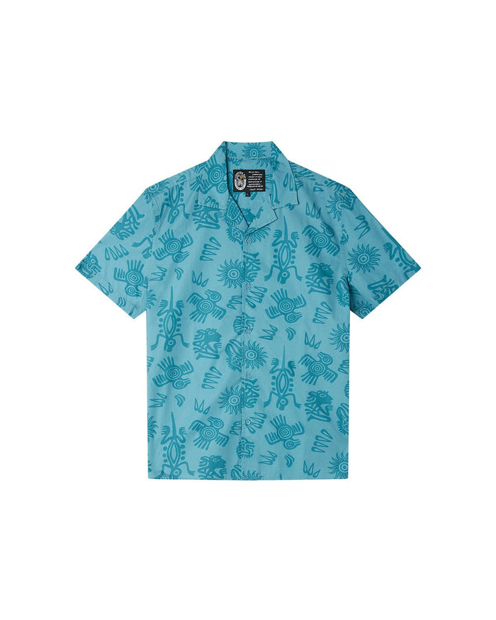 Camicia hawaiiana a maniche corte stampata all over "Aztec Symbols" uomo - Scorpion Bay