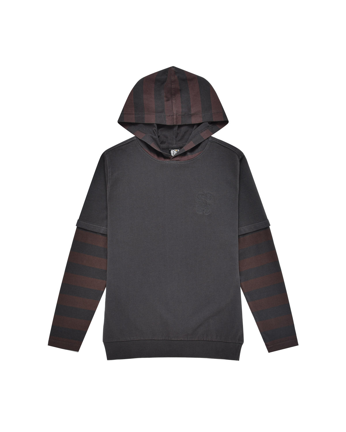 Kid | Striped Layers Sweatshirt With Hood In 100% Cotton