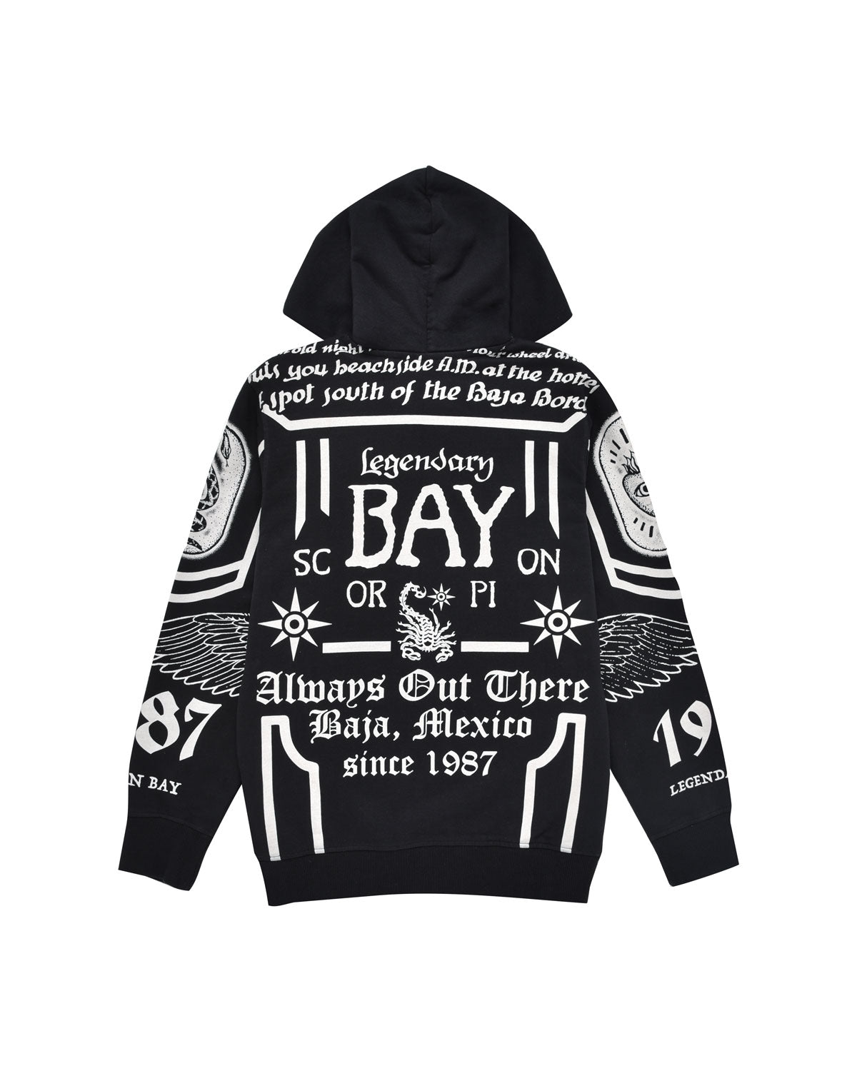 Kid | Sweatshirt With Black "Scorpion Ouija" All-Over Print With Hood Without Pockets