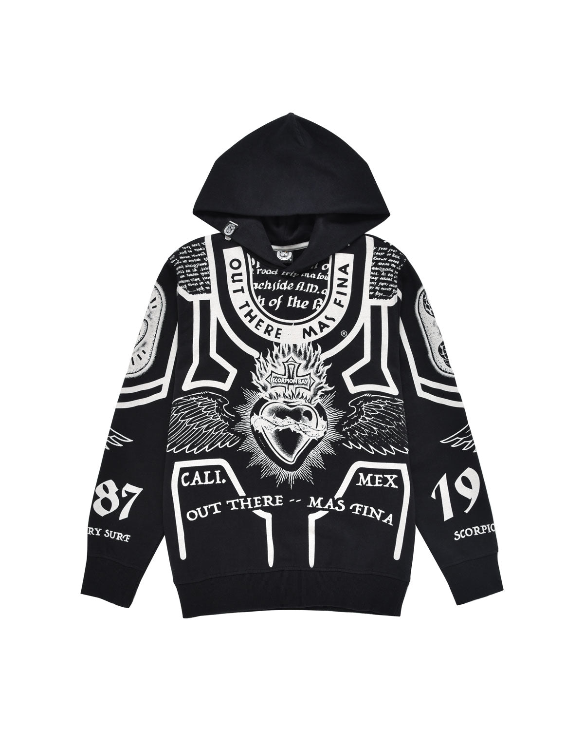 Kid | Sweatshirt With Black "Scorpion Ouija" All-Over Print With Hood Without Pockets