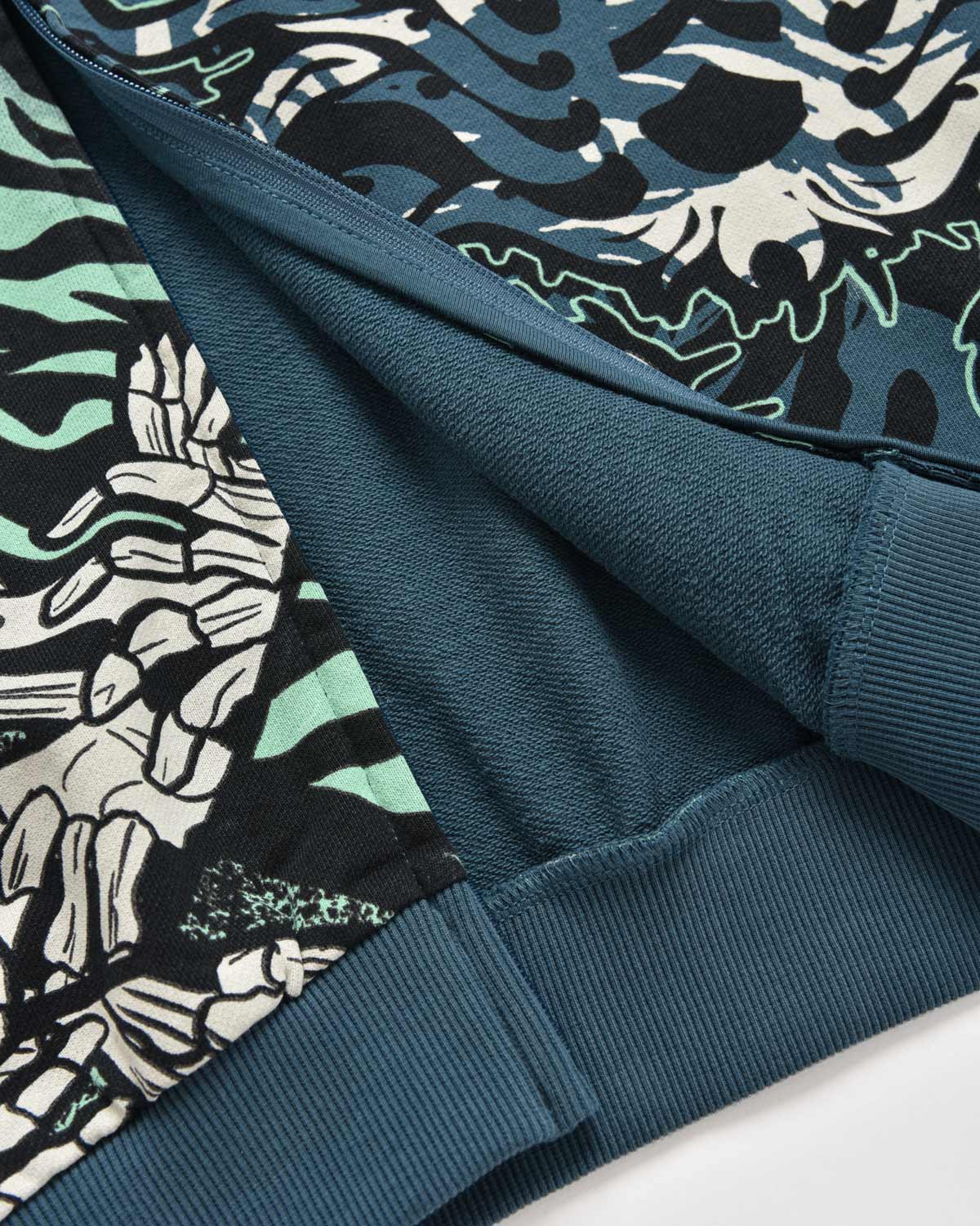 Kid | "Hell Of A Surfer" All-Over Print Sweatshirt 100% Petrol Color Cotton