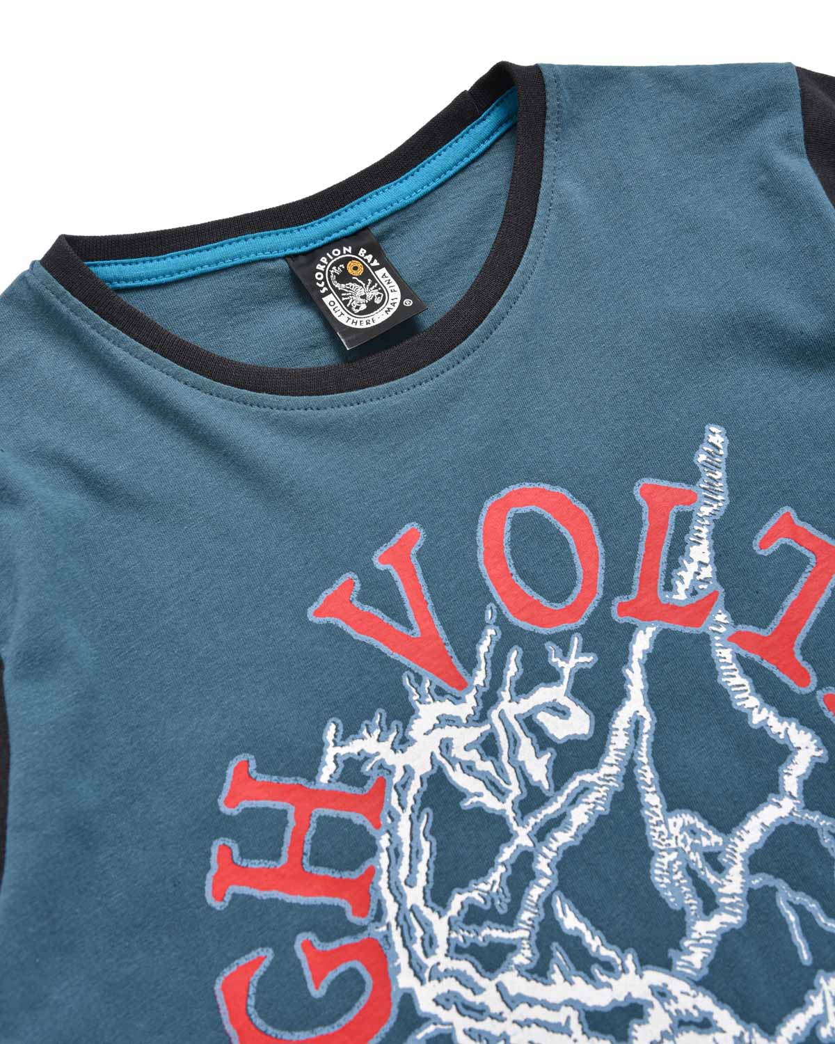 Bambino | T-Shirt 100% Cotone Color Petrolio Con Stampa "High Voltage"