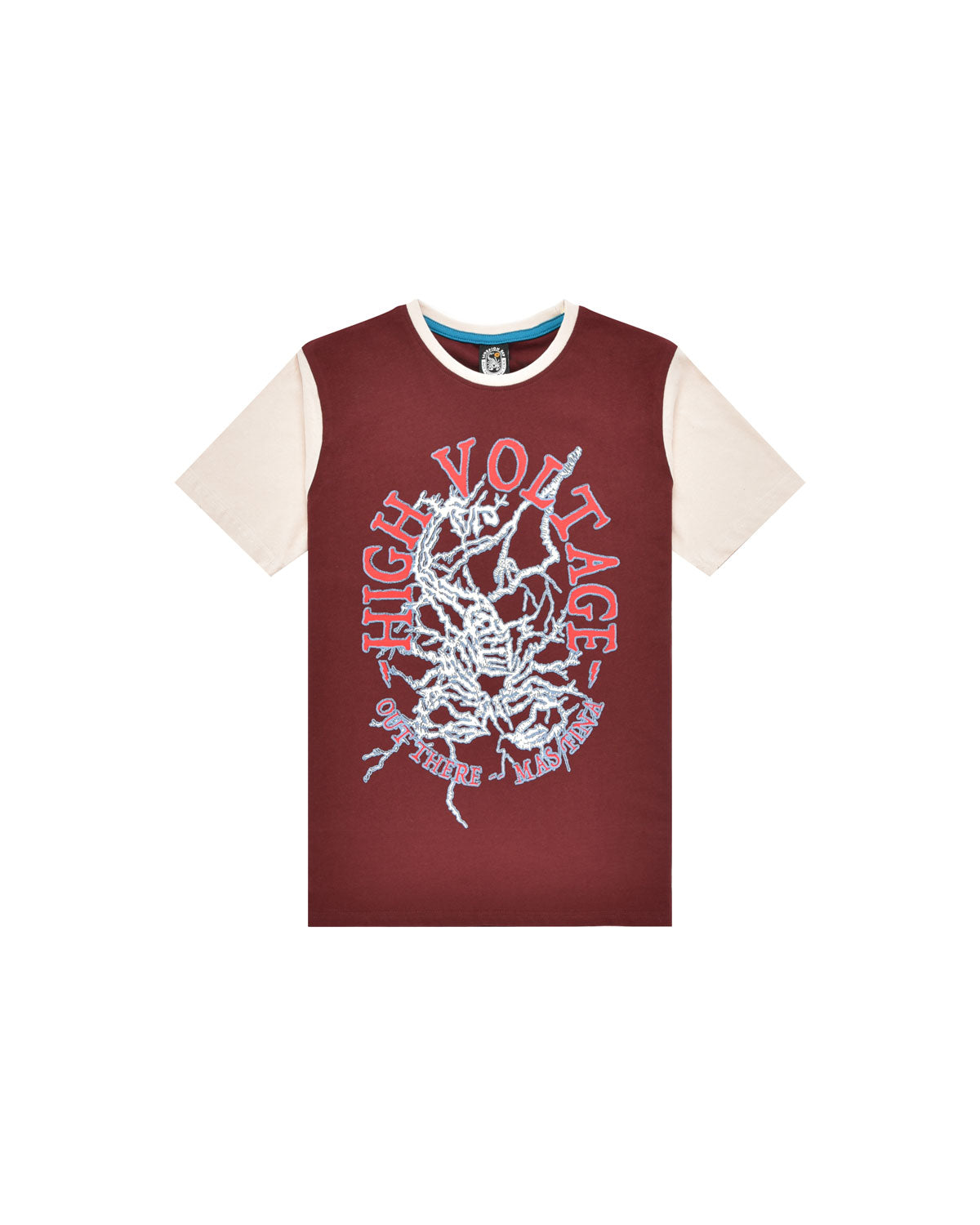 Kid | 100% Brick Color Cotton T-Shirt With "High Voltage" Print