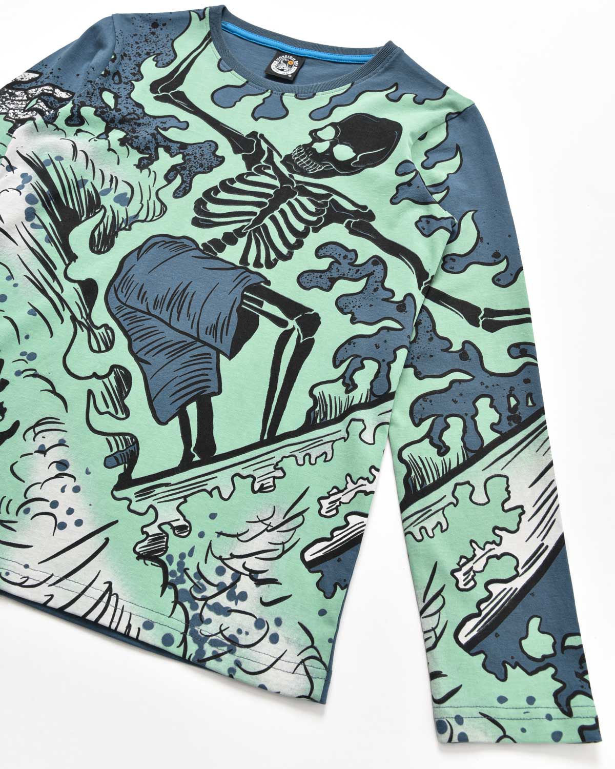 Kid | Petrol Long-Sleeved T-Shirt With "Hell Of A Surfer" Print