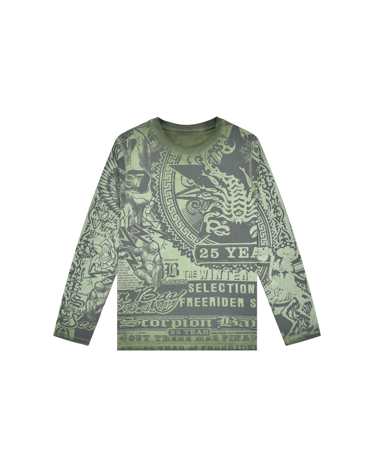 Kid | Aquamarine Doubleface Long Sleeve T-Shirt With "Freerider Poster" Print