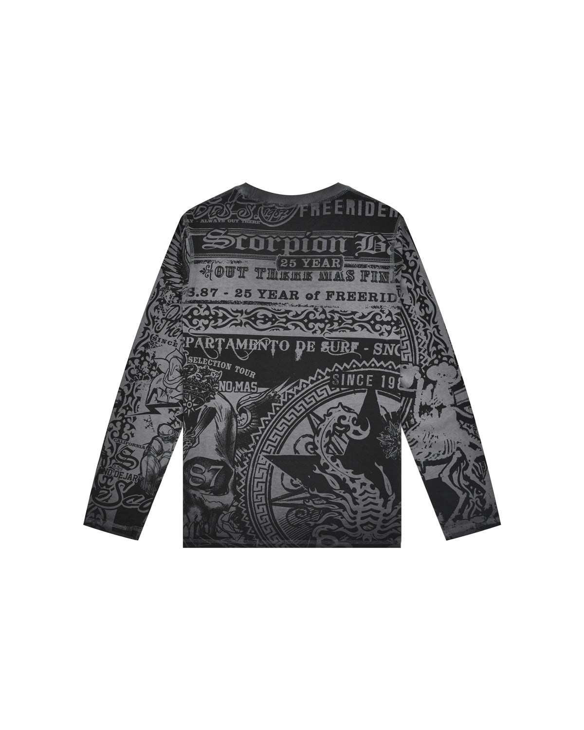 Kid | Anthracite Doubleface Long Sleeve T-Shirt With "Freerider Poster" Print