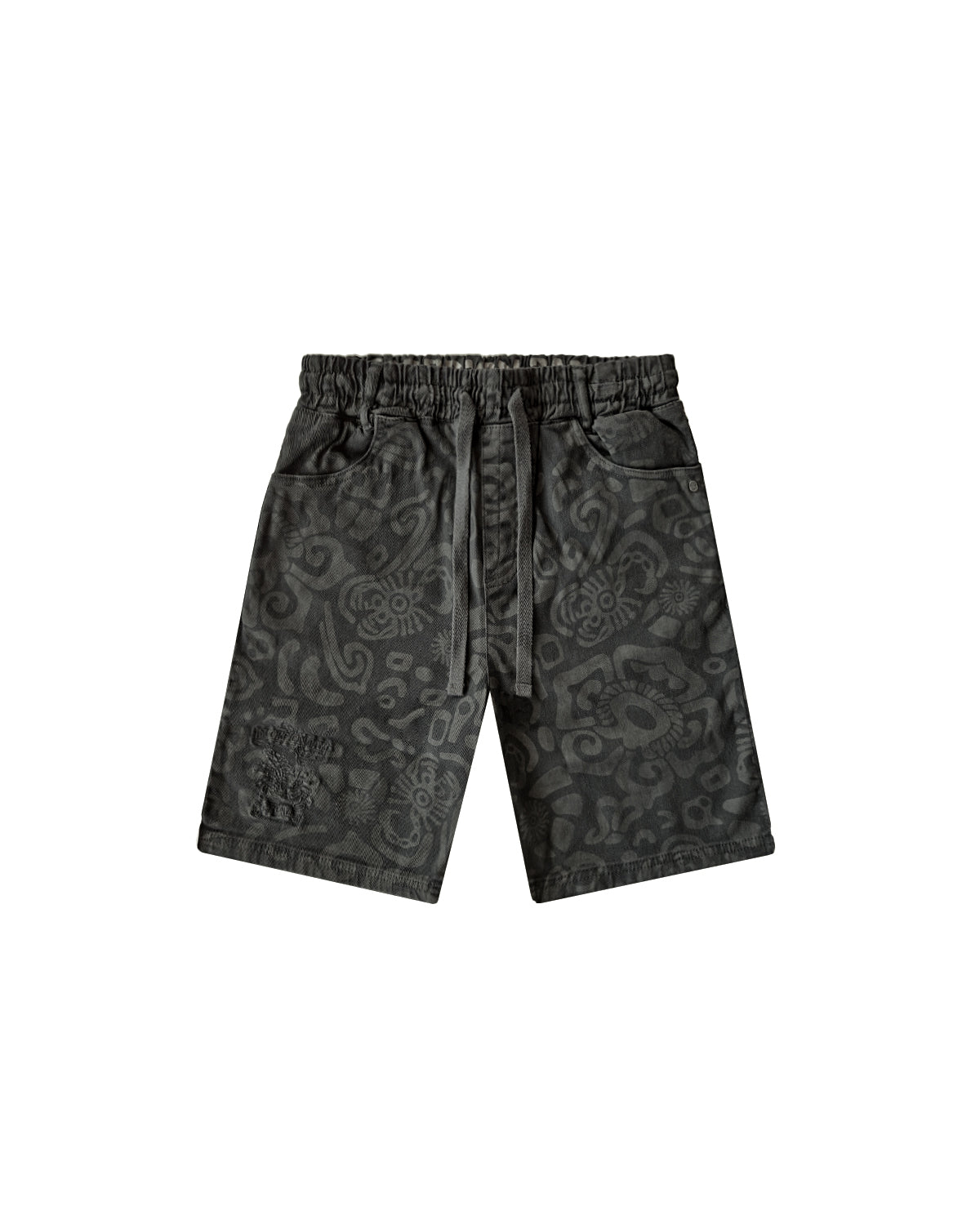 Men | Charcoal Colored "Aztec Flower" Bermuda Trousers