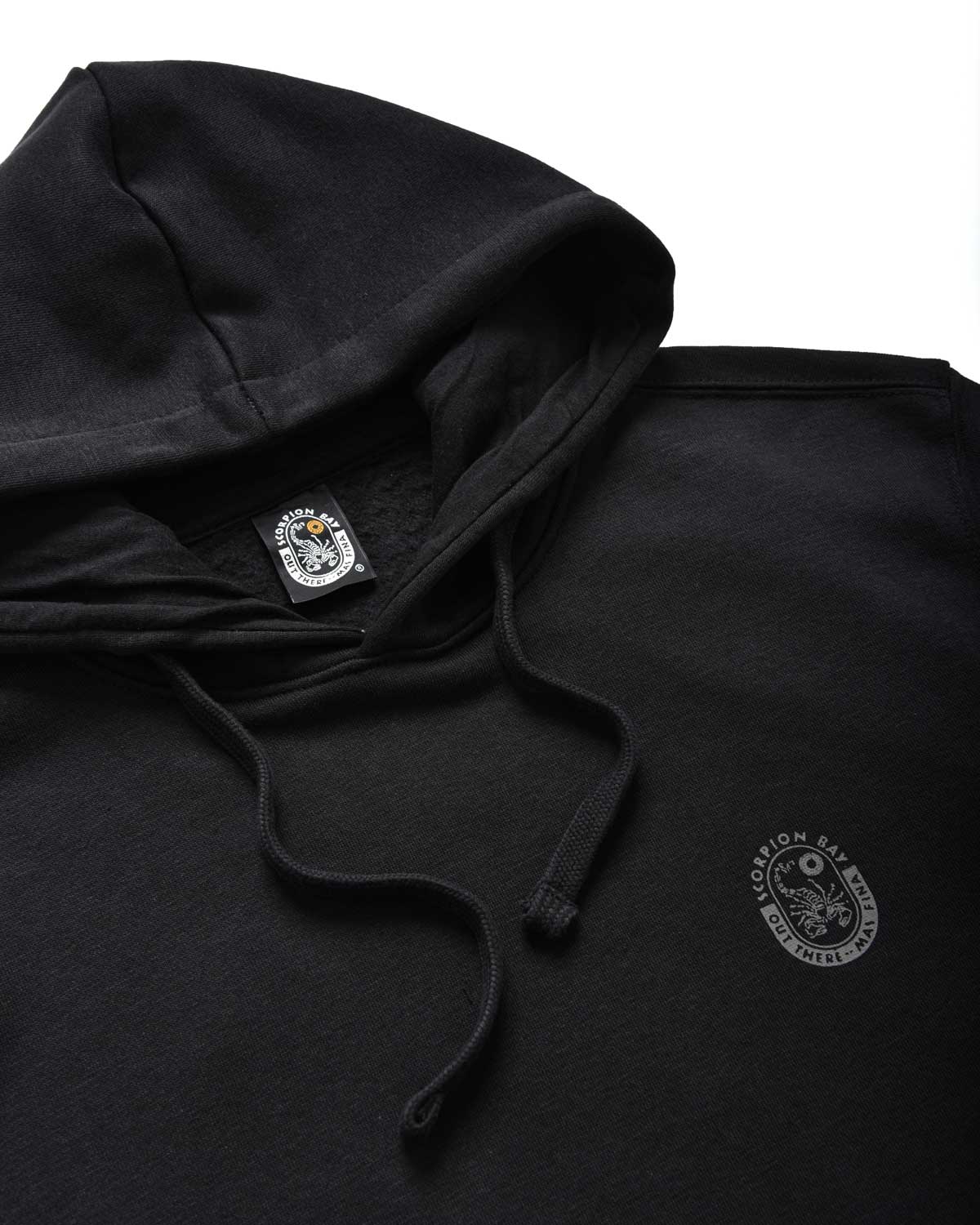 Uomo | Felpa Nera Con Cappuccio E Stampa "Skull Wave"