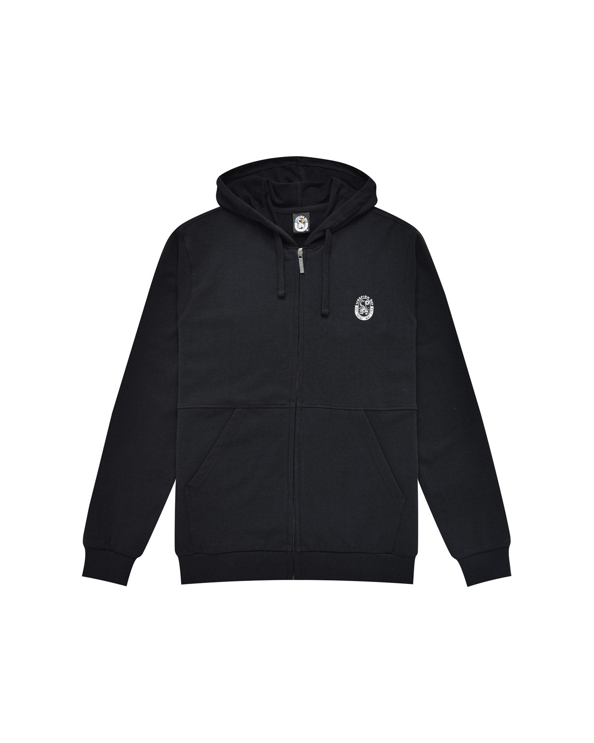 Uomo | Felpa Nera "Hell Of A Surfer" Con Cappuccio E Zip 100% Cotone