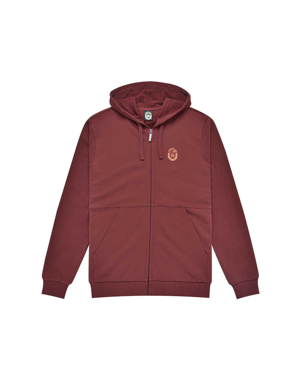 Man | Brick -colored "Hell of a surfer" sweatshirt with 100% cotton hood and zip