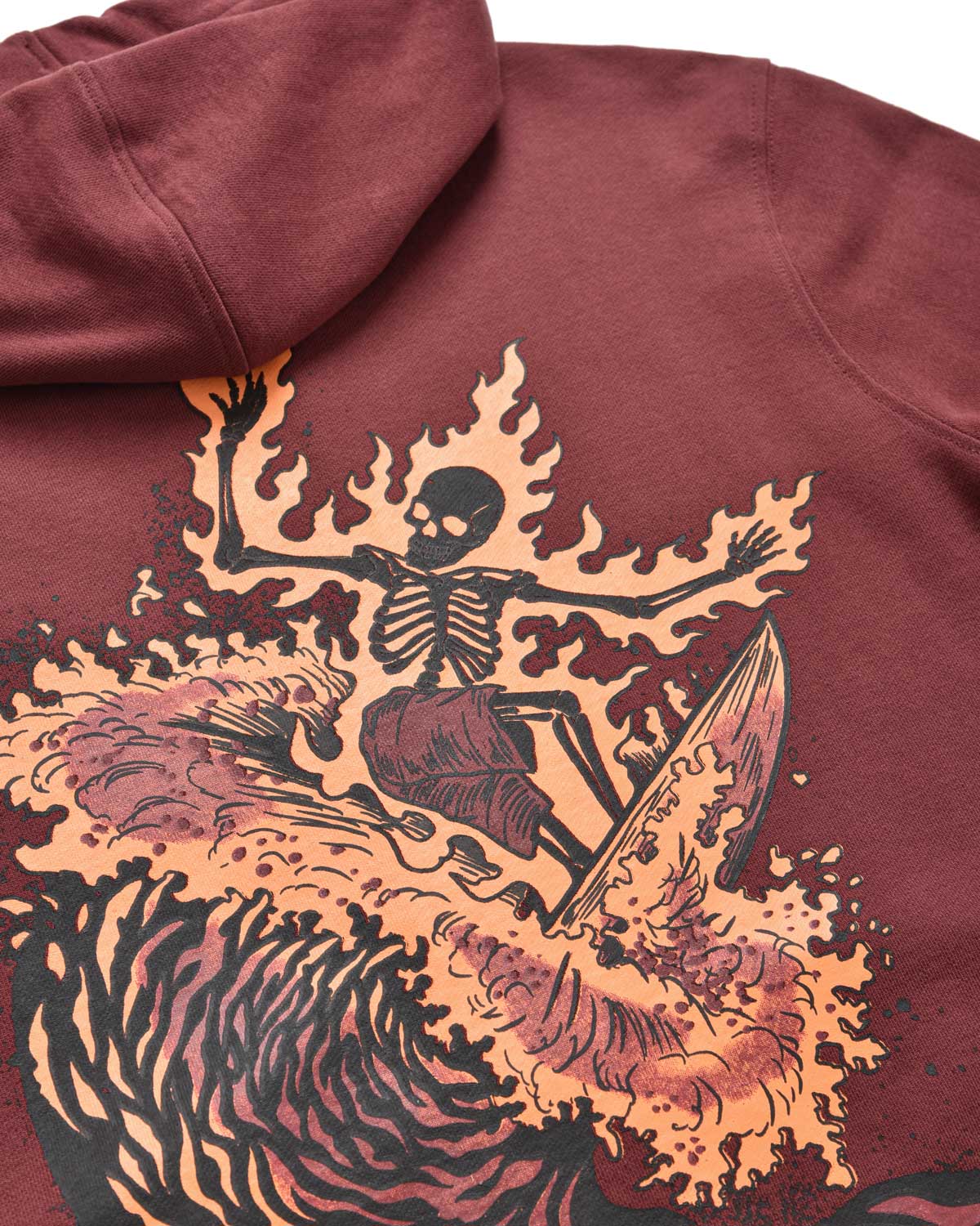Man | Brick -colored "Hell of a surfer" sweatshirt with 100% cotton hood and zip