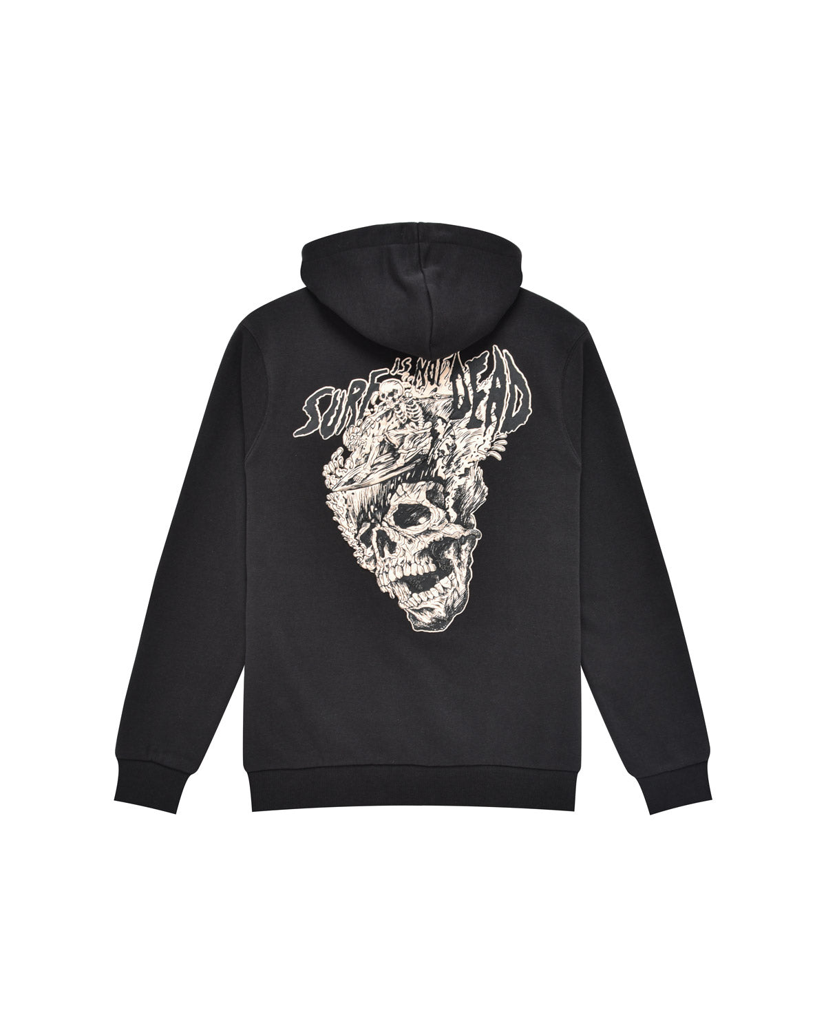 Man | Black Sweatshirt With Hood And "Surf Is Not Dead" Print