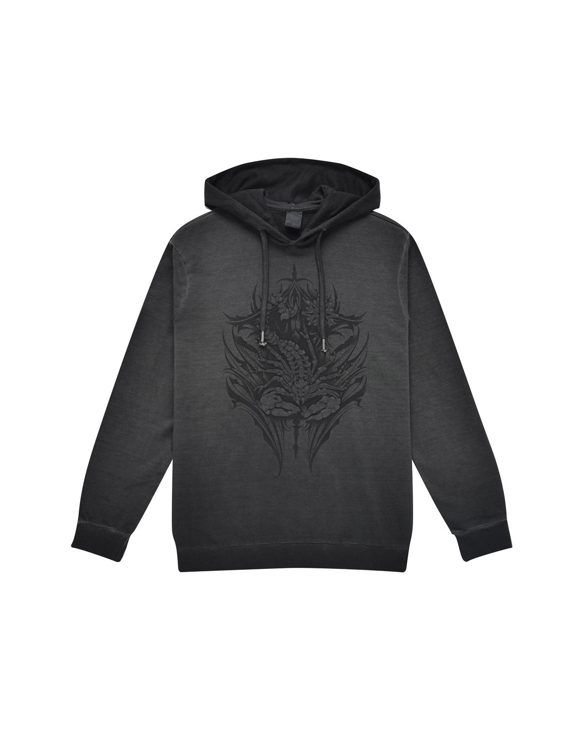 Uomo | Felpa Con Cappuccio Color Carbone "Tribal Scorpion" In 100% Cotone