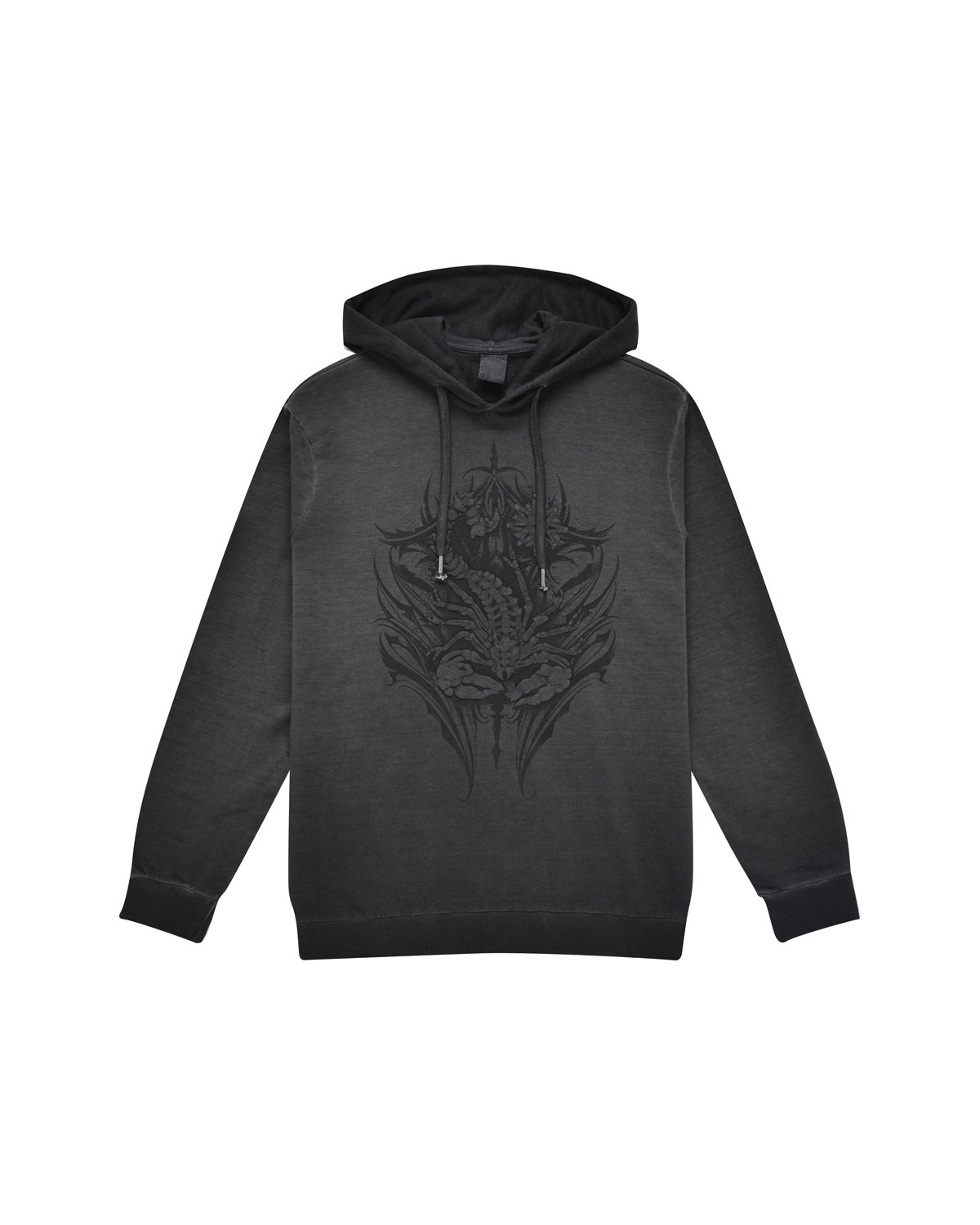 Man | "Tribal Scorpion" Charcoal Hooded Sweatshirt In 100% Cotton