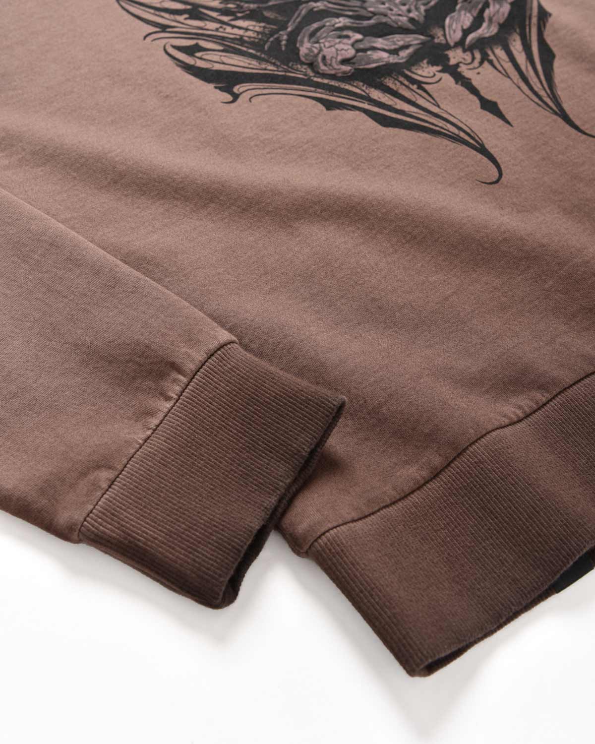 Man | "Tribal Scorpion" Tobacco Color Hooded Sweatshirt In 100% Cotton