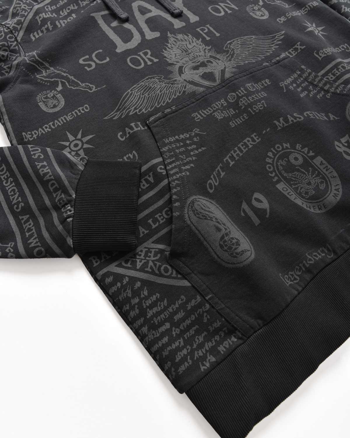 Man | Sweatshirt With All-Over Print "Scorpion Ouija" Black With Hood