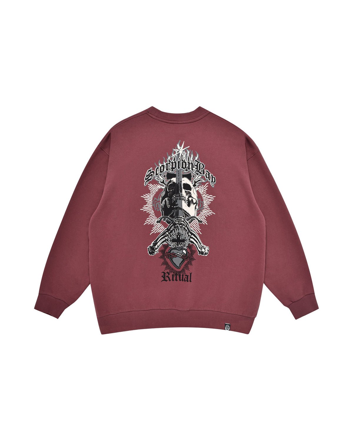 Uomo | Felpa Ritual Og "Skull&Sword" Color Mattone In 100% Cotone - Scorpion Bay
