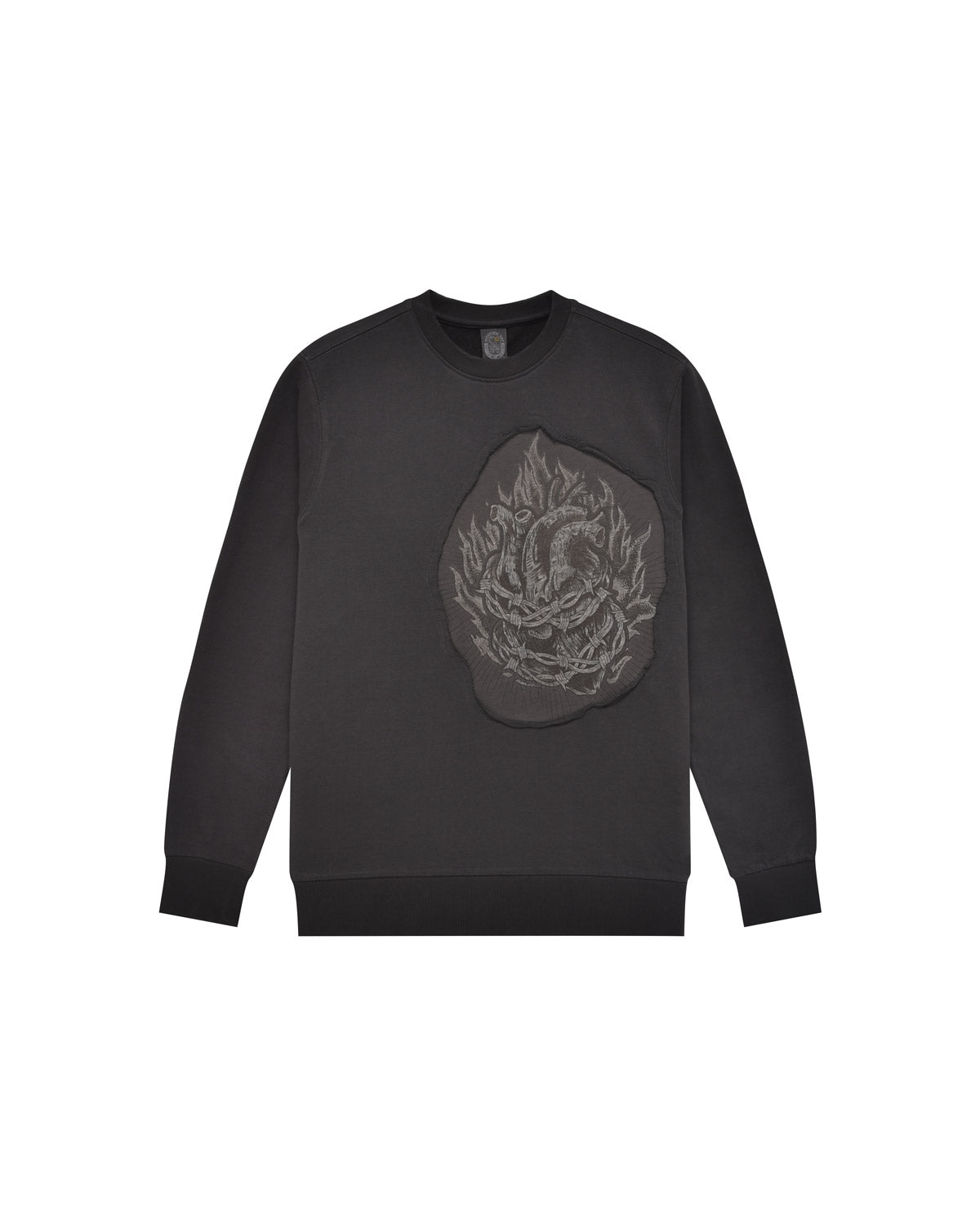 Man | Black crew sweatshirt in 100% cotton with "Corazon Espinado" print