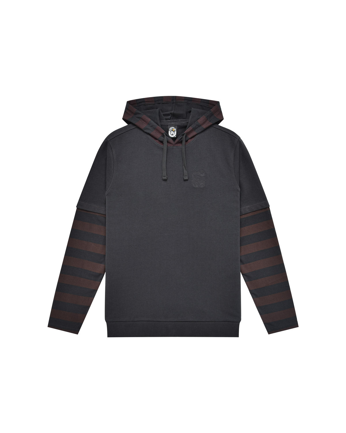 Man | Striped Layers Sweatshirt With Hood In 100% Cotton