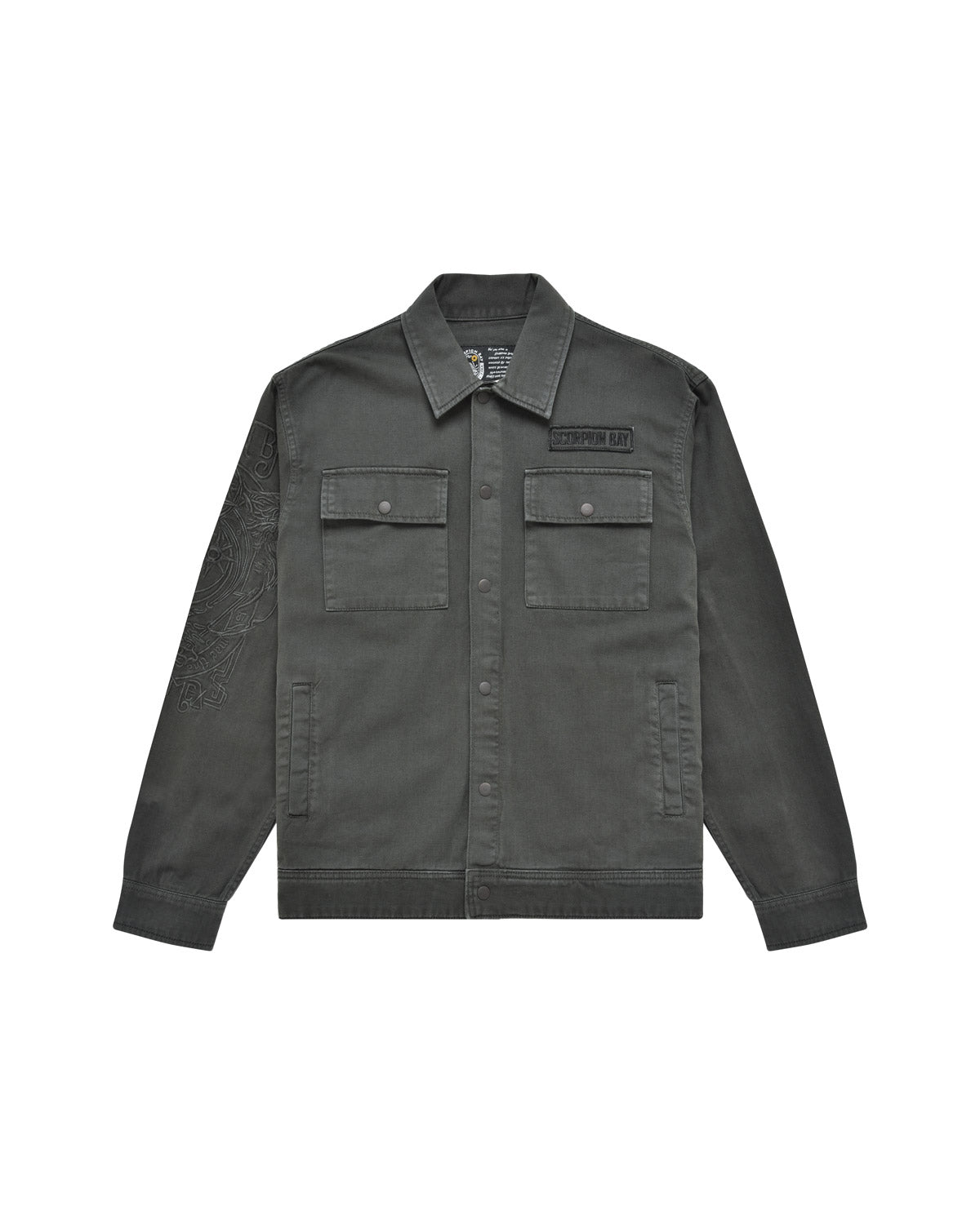 Man | Characoal Jacket In 100% Cotton With Embroidery
