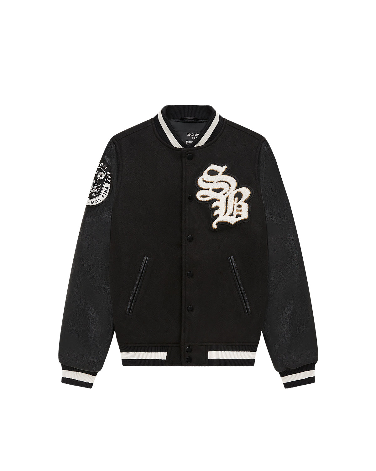 Men | Varsity Style Jacket With Patches And Faux Leather Sleeves