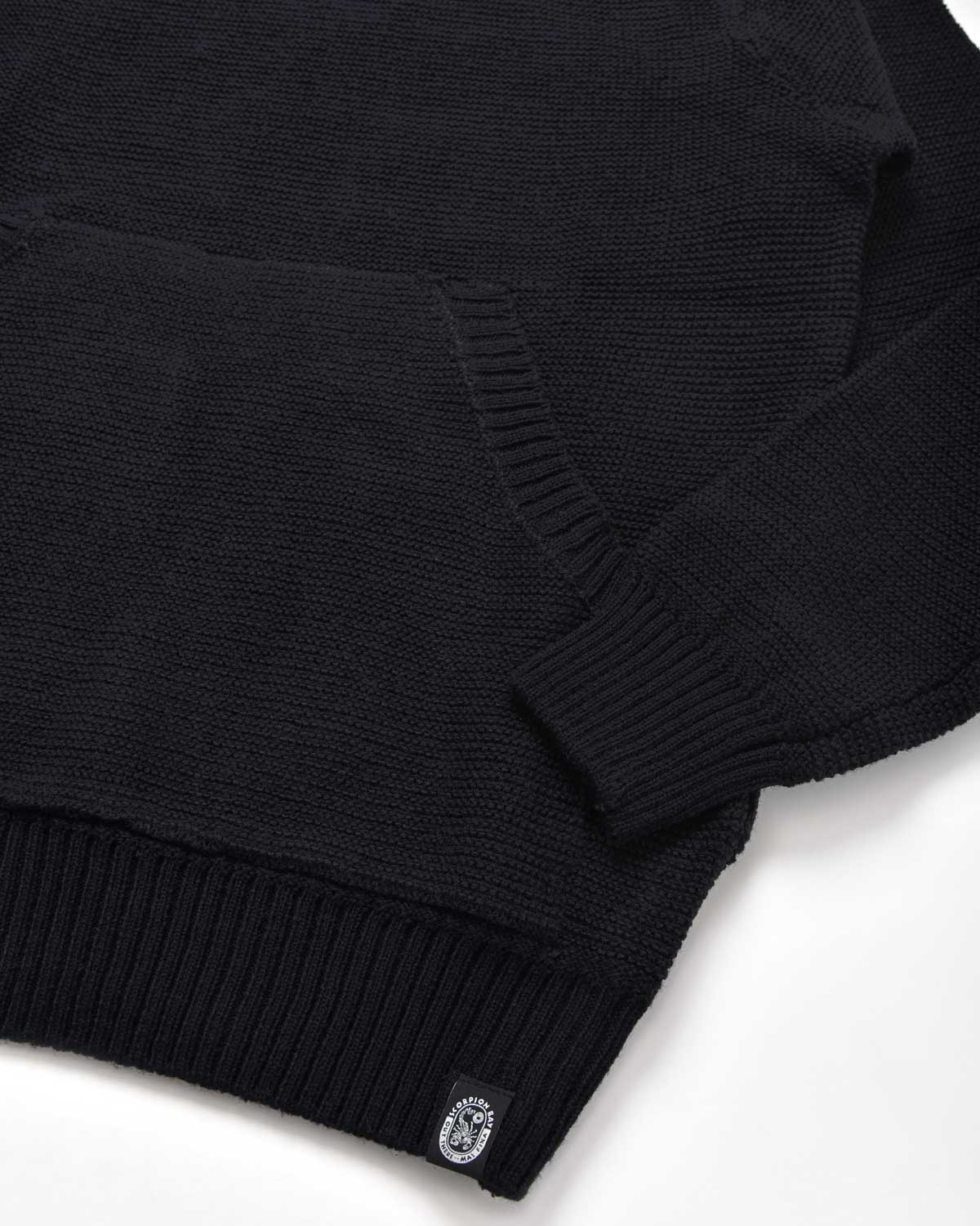 Man | Black knitted sweater with hood