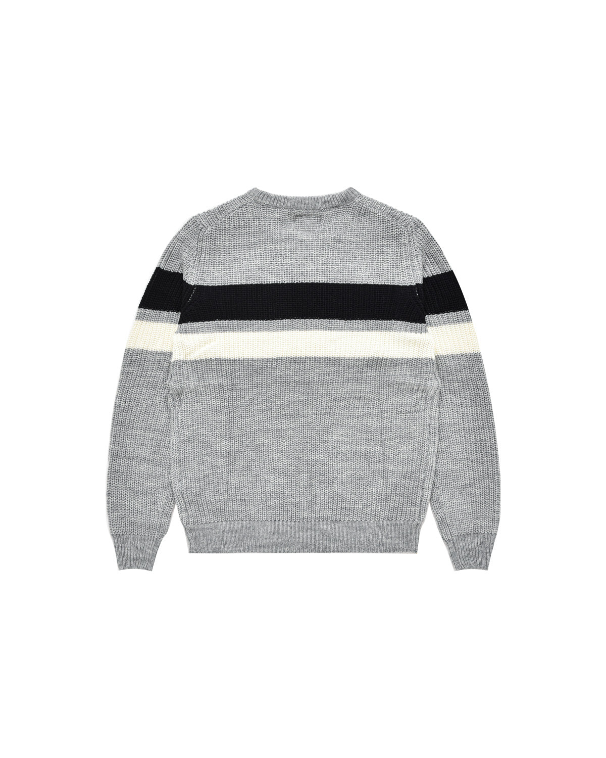 Man | Gray Striped Knitted Crew Neck Pullover