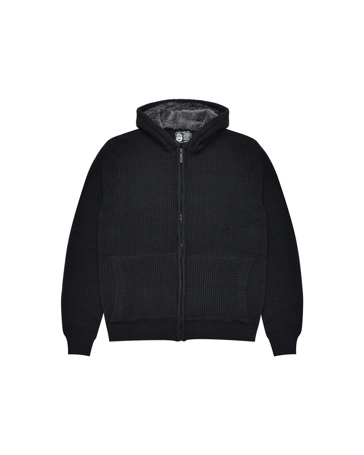 Man | Black Knitted Pullover With Teddy Hood
