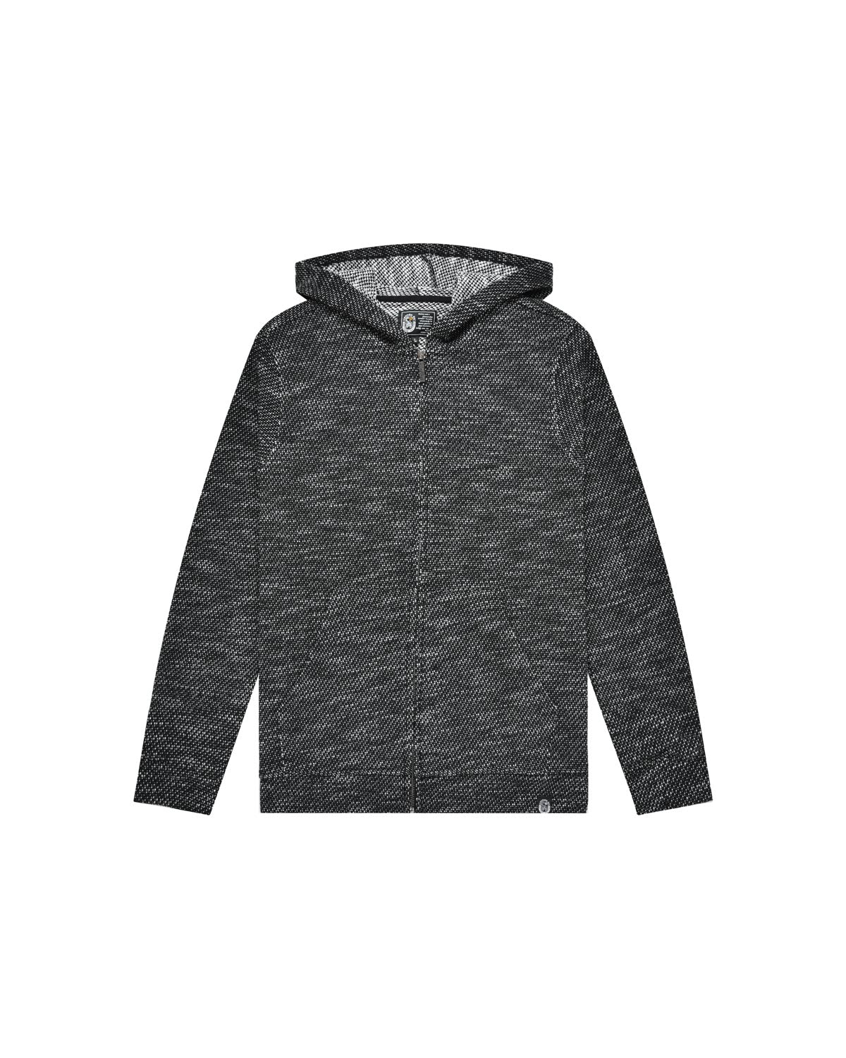 Man | Black knitted pullover with hood and zip