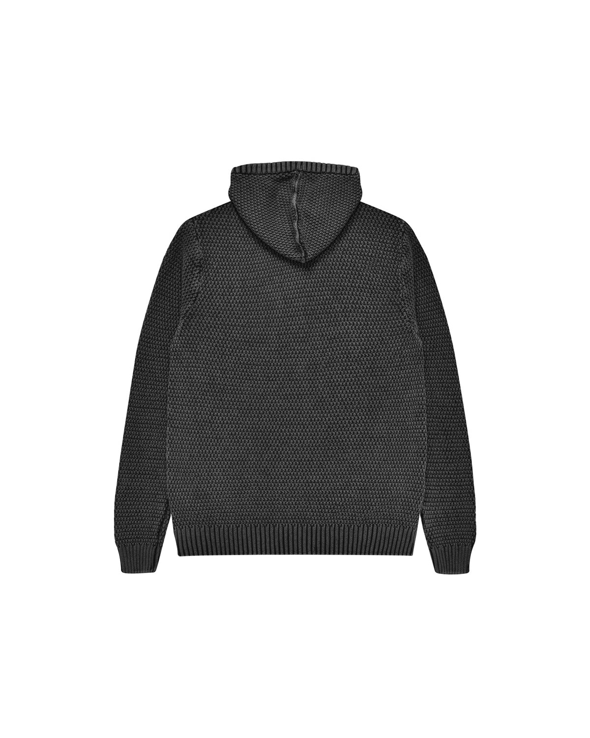 Uomo | Pullover Con Cappuccio E Zip Lavato In Maglia Color Carbone