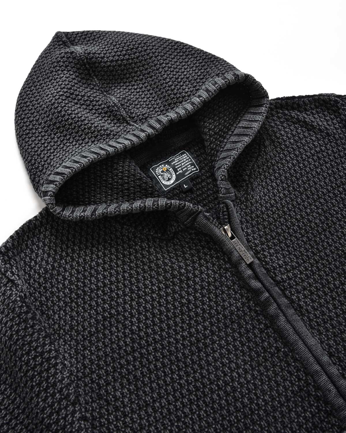 Man | Washed Charcoal Pullover In 100% Cotton With Hood And Zip