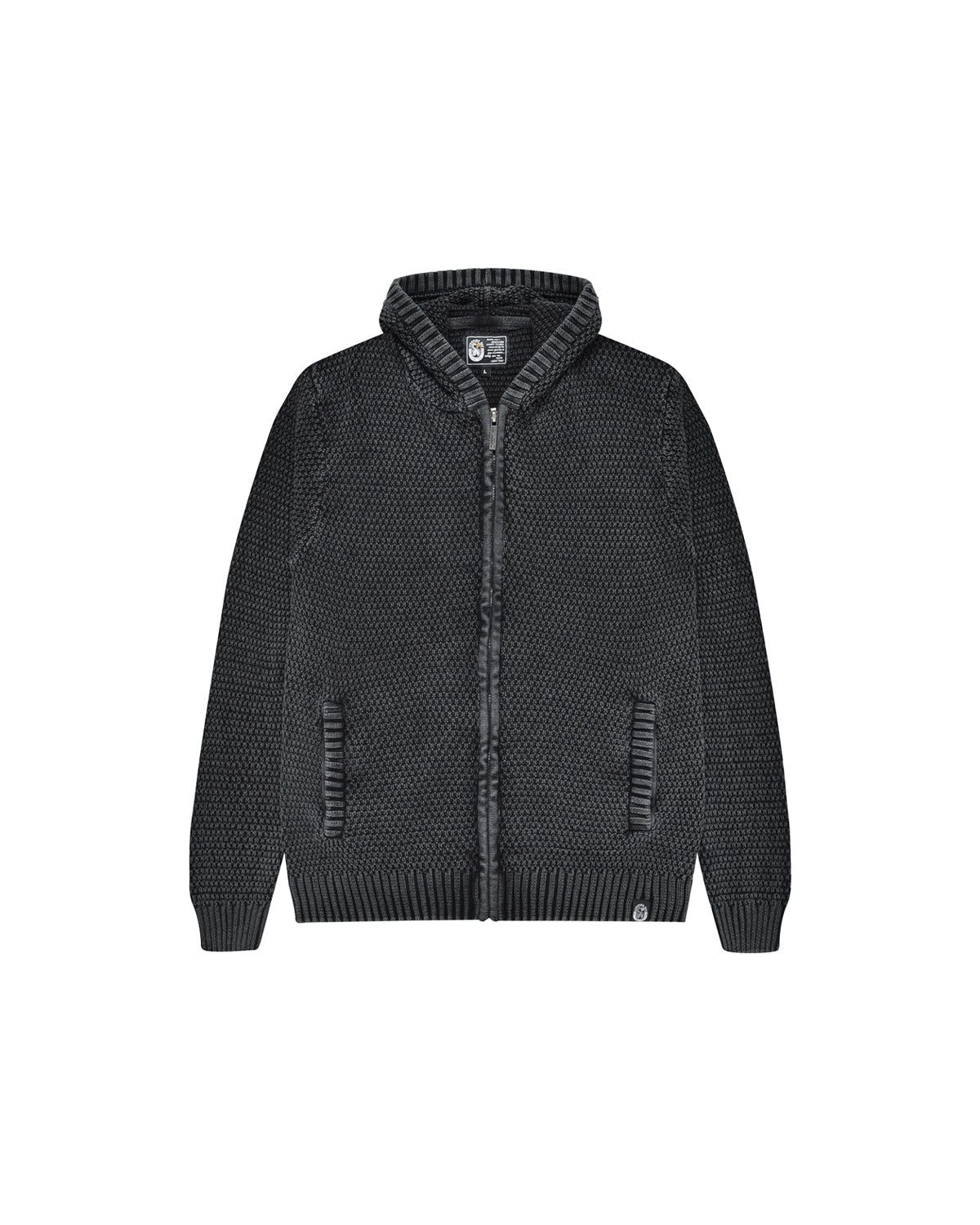 Man | Washed Charcoal Pullover In 100% Cotton With Hood And Zip