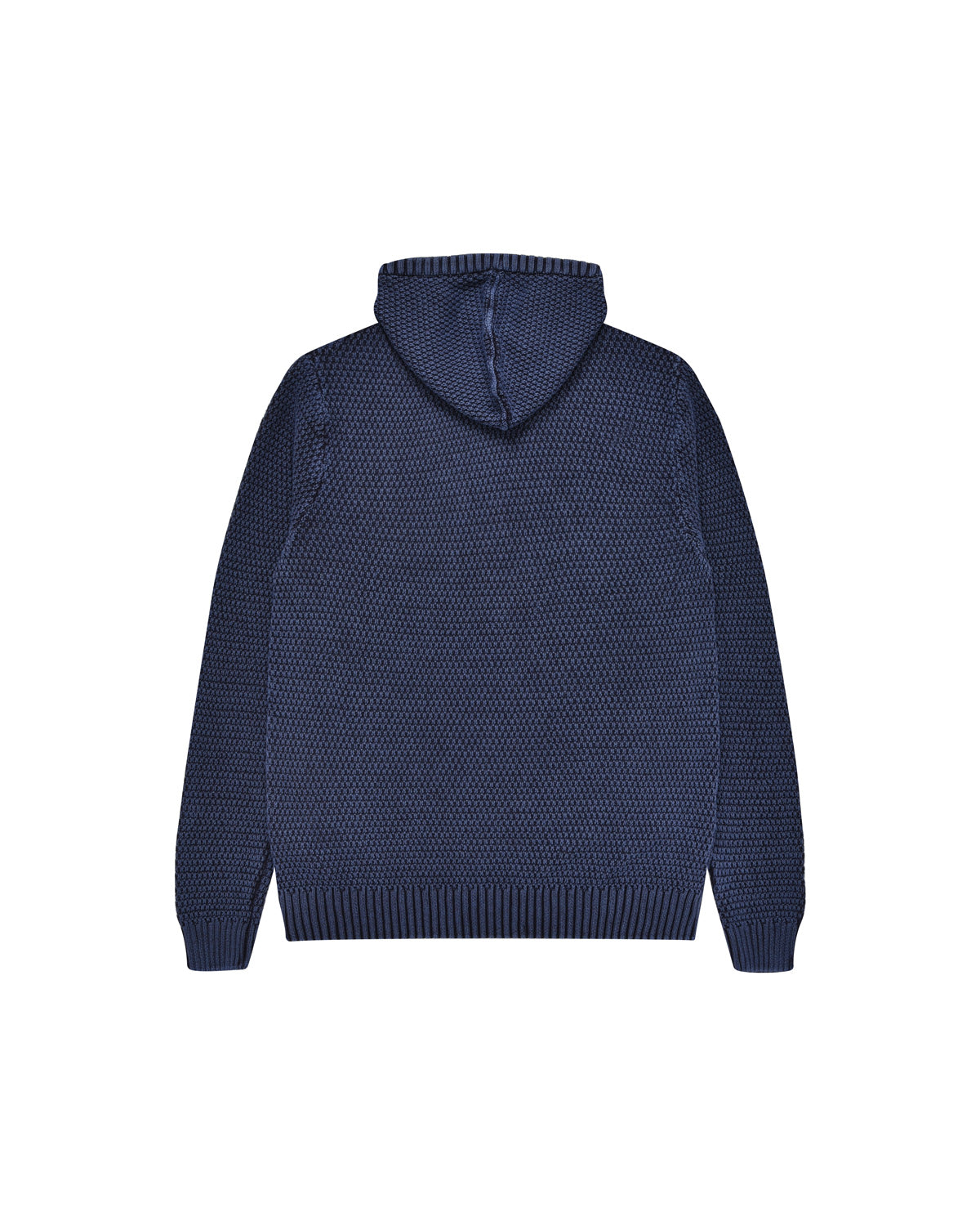 Man | Washed Blue Pullover In 100% Cotton With Hood And Zip