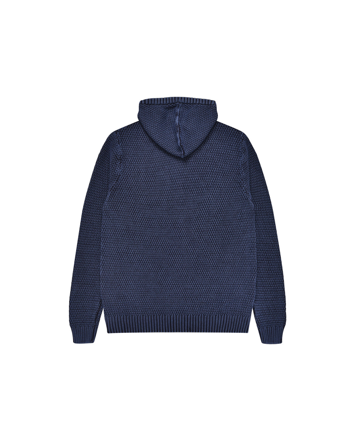 Man | Washed Blue Pullover In 100% Cotton With Hood And Zip