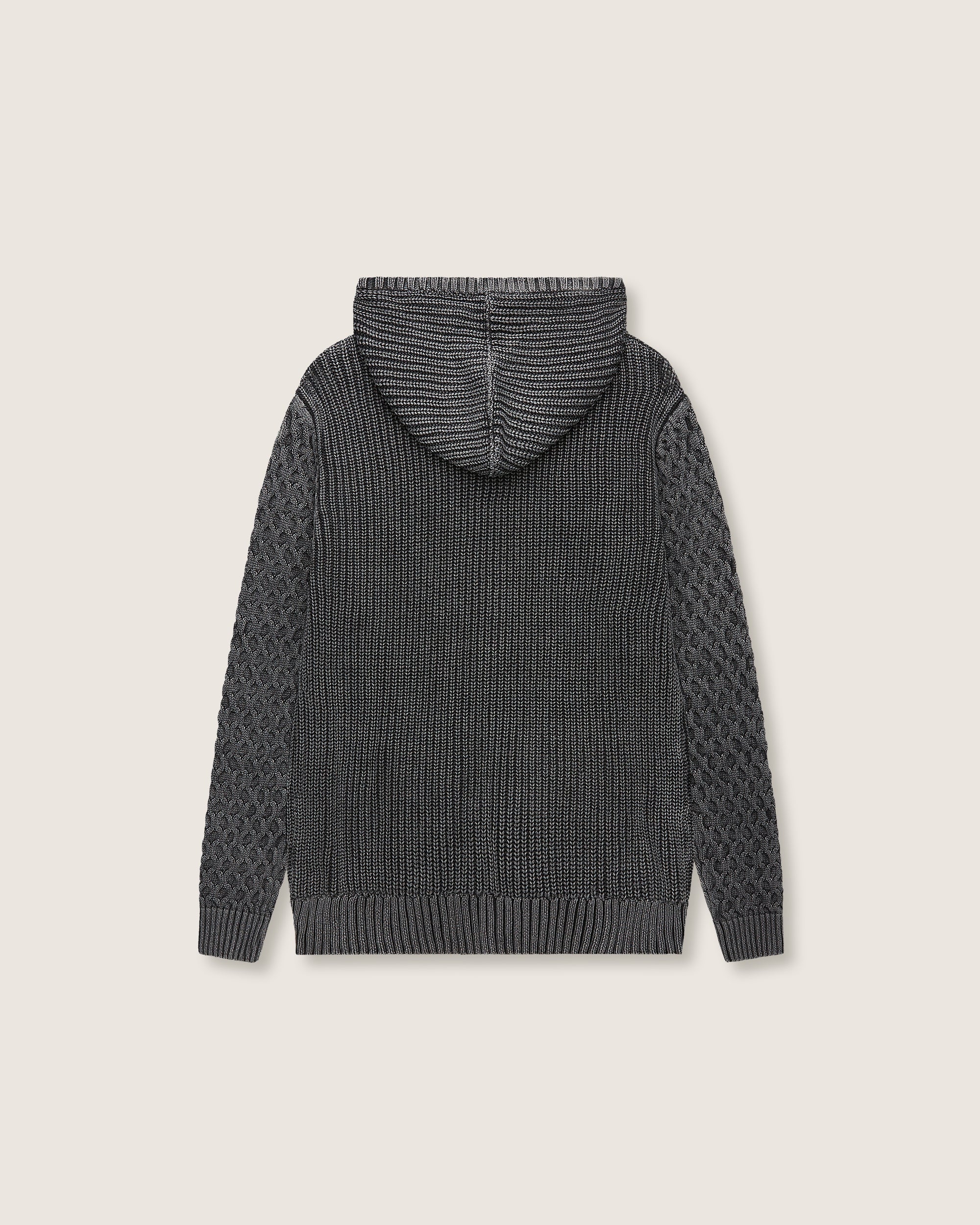 Felpa in maglia con cappuccio e zip uomo