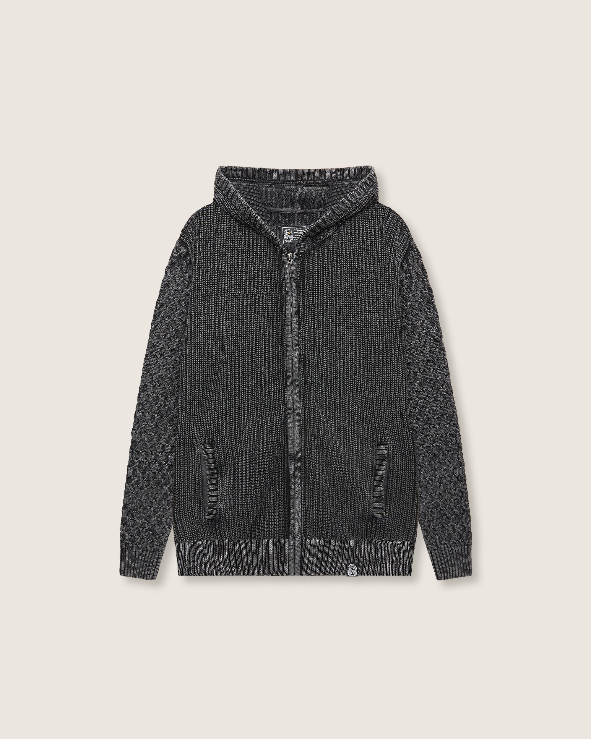 Felpa in maglia con cappuccio e zip uomo