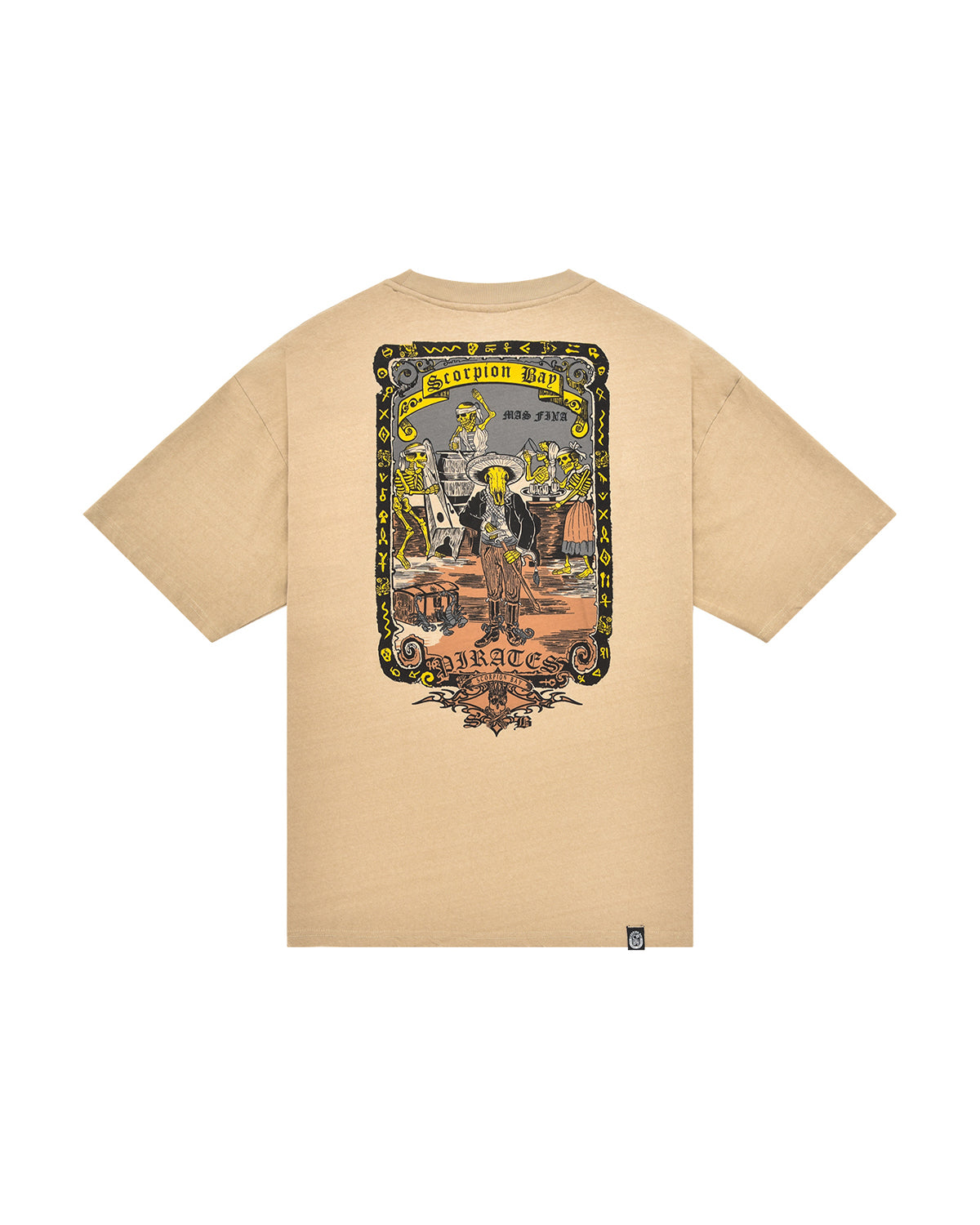 Men | Sand Colored Ritual T-Shirt In 100 % Cotton With 'Pirates' Og Print