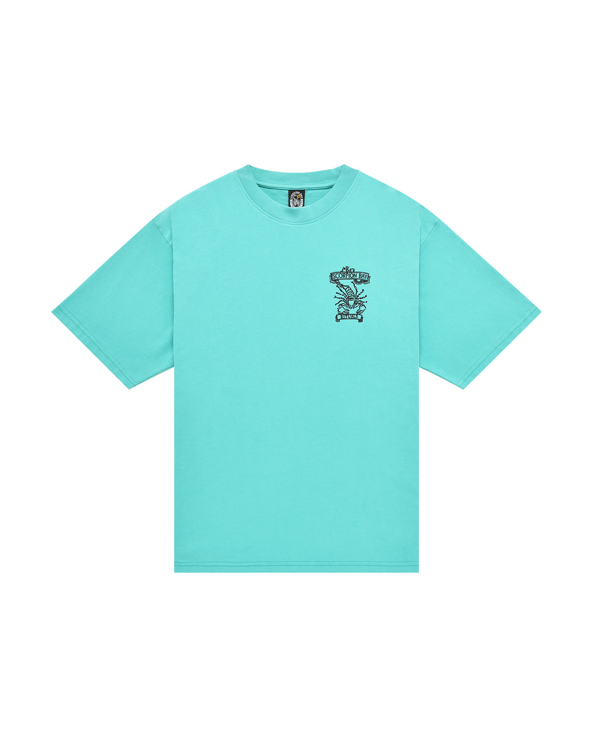 Men | Aquamarine Ritual T-Shirt In 100 % Cotton With 'Mosaic Scorpion' Og Print